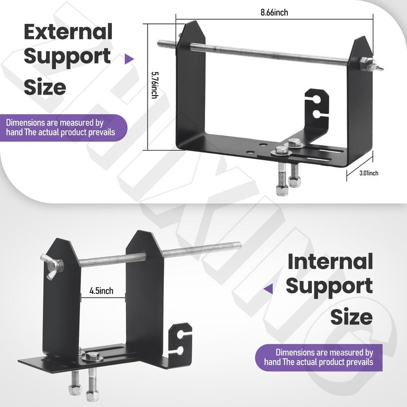 ZHIXING Heavy Duty Stainless Steel Weed Wacker Trimmer Line Holder W/Mounting Hardware, Adjustable Width (4.5"-8.6") Bracket, Supports 3 & 5 Pound Spools for Landscape Trailer Organization Accessories, Black - Image 3